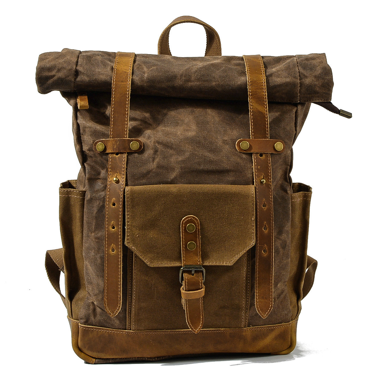 Waxed Canvas Vintage Roll Top Backpack 20L