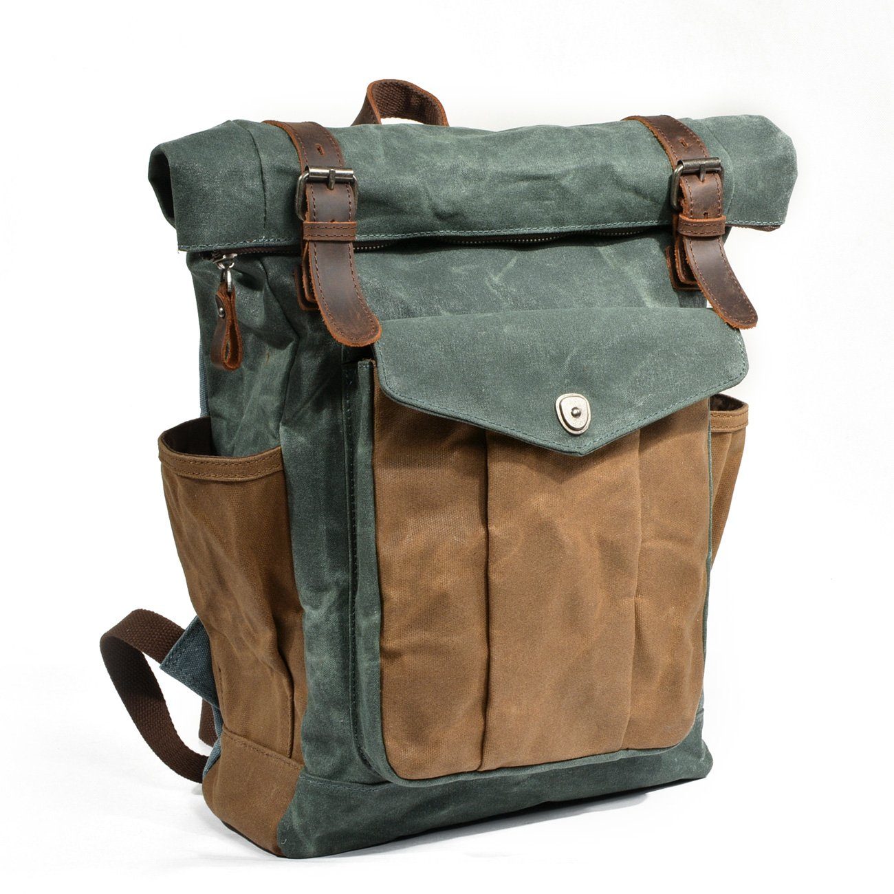 Waxed Canvas Laptop Roll Top Backpack