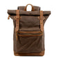 Vintage Canvas Leather Roll Top Backpack