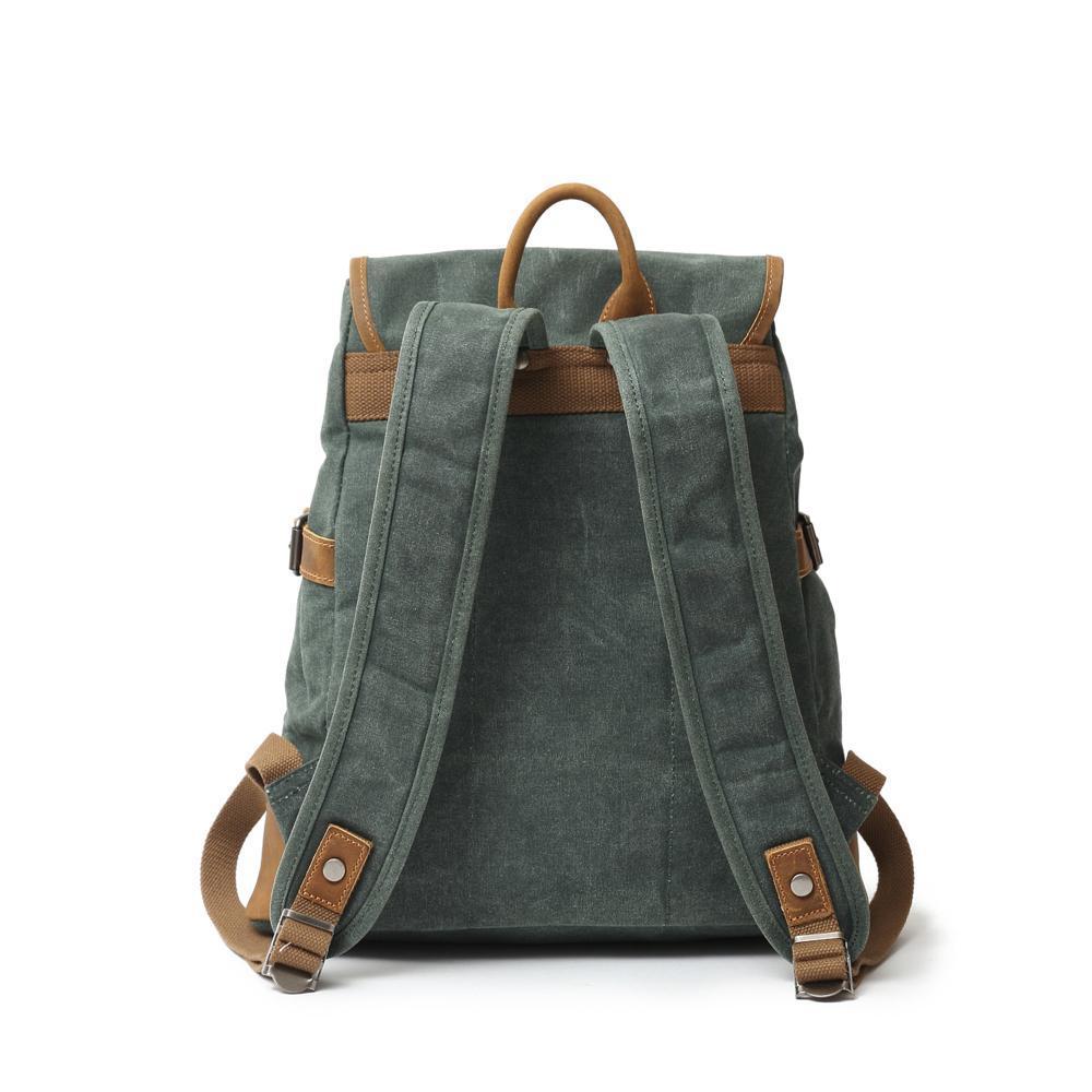 Small Waxed Canvas Leather Backpack