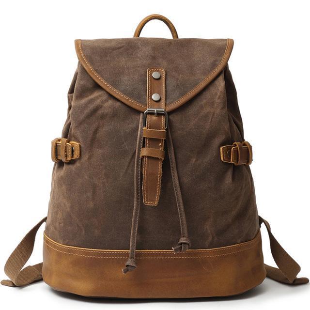 Small Waxed Canvas Leather Backpack