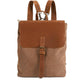 Small Canvas Leather Backpack Purse 12L - Coffee