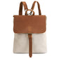 Small Canvas Leather Backpack Purse 12L - Beige